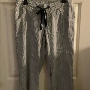 INC Navy striped pants 53% linen 37% cotton  cool and comfortable